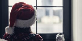 Back,View,Of,Lonely,Sad,Young,Woman,In,A,Red