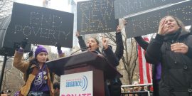 AOC in Columbus Circle Protest