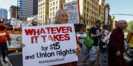Fast-food workers protest for higher wages NYC_shutterstock_215115697
