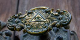 All seeing eye of illuminati on a door knob of the Illuminati freemason in Stockholm, Sweden.