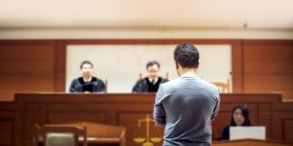 man in court