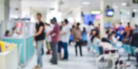 Blur image of patients in the hospital waiting to see doctor and treatment.