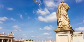 St. Peter’s Square and a monument Pope Pius IX in the Vatican City, Rome, Italy
