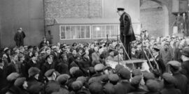 Winston Churchill addressing merchant ships’ crews_Liverpool April 1941